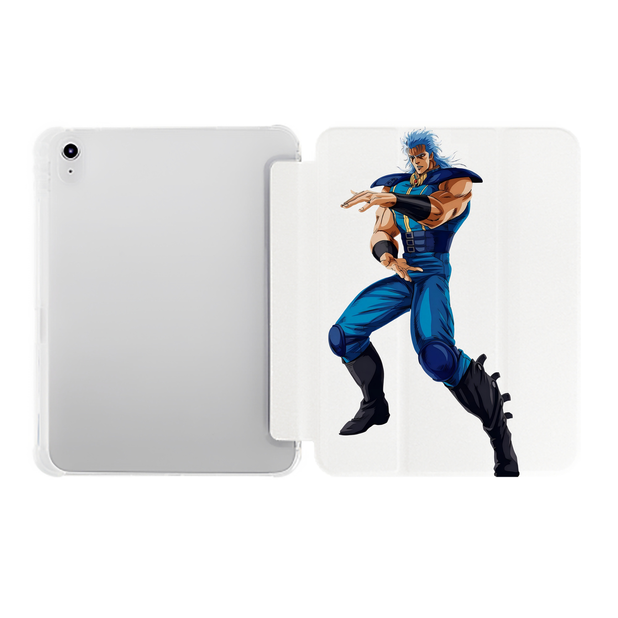 （画像用） 北斗の拳 Fist of the North Star IPad ケース ペン収納付き 三つ折りスタンド PUレザー×シリコン 対応機種9.5/10.5/10.9インチ
